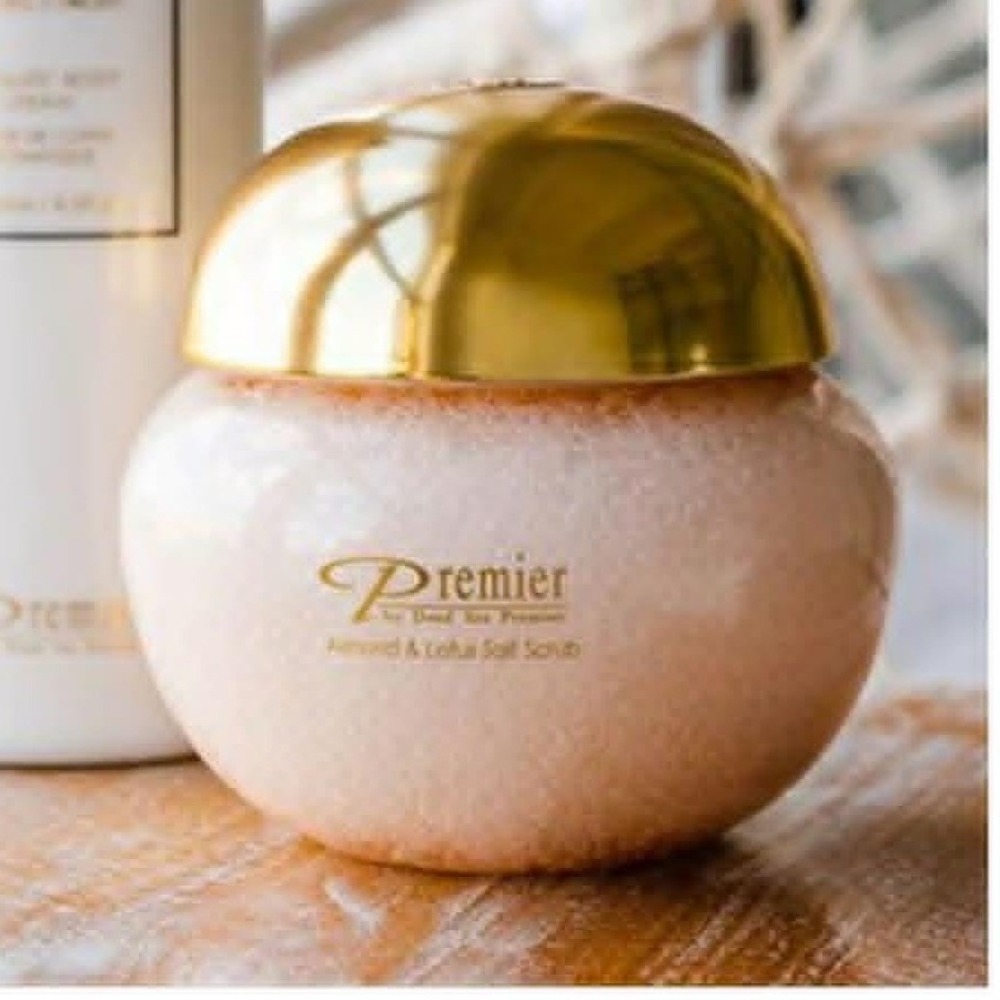 New Sealed Premier Dead‎ Sea Almond & Lotus Salt Scrub 10.5 oz Revitalizing